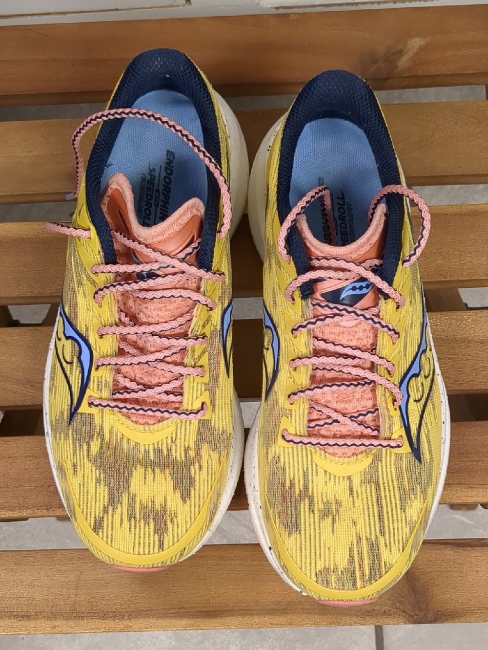 Women's Yellow & Peach Running Sneakers